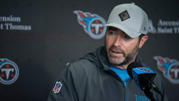 Tennessee Titans Head Coach Brian Callahan addresses the media before OTAs at Ascension Saint Thomas Sports Park in Nashville, Tenn., Wednesday, May 28, 2025. Tennessee Titans Head Coach Brian Callahan addresses the media before OTAs at Ascension Saint Thomas Sports Park in Nashville, Tenn., Wednesday, May 28, 2025.