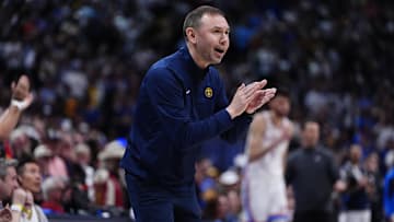 May 9, 2025; Denver, Colorado, USA; Denver Nuggets interim head coach David Adelman during the second half against the Oklahoma City Thunder during game three of the second round for the 2025 NBA Playoffs at Ball Arena. Mandatory Credit: Ron Chenoy-Imagn Images