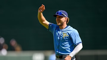 Sep 8, 2024; Baltimore, Maryland, USA; Tampa Bay Rays shortstop Taylor Walls (6) looks on before the game between the Baltimore Orioles and the Tampa Bay Rays at Oriole Park at Camden Yards. Mandatory Credit: Reggie Hildred-Imagn Images