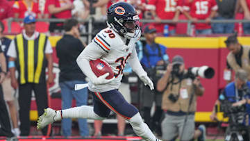 DeAndre Carter, whose jersey has since been changed to 11, makes a cut while returning a preseason punt against Kansas City.