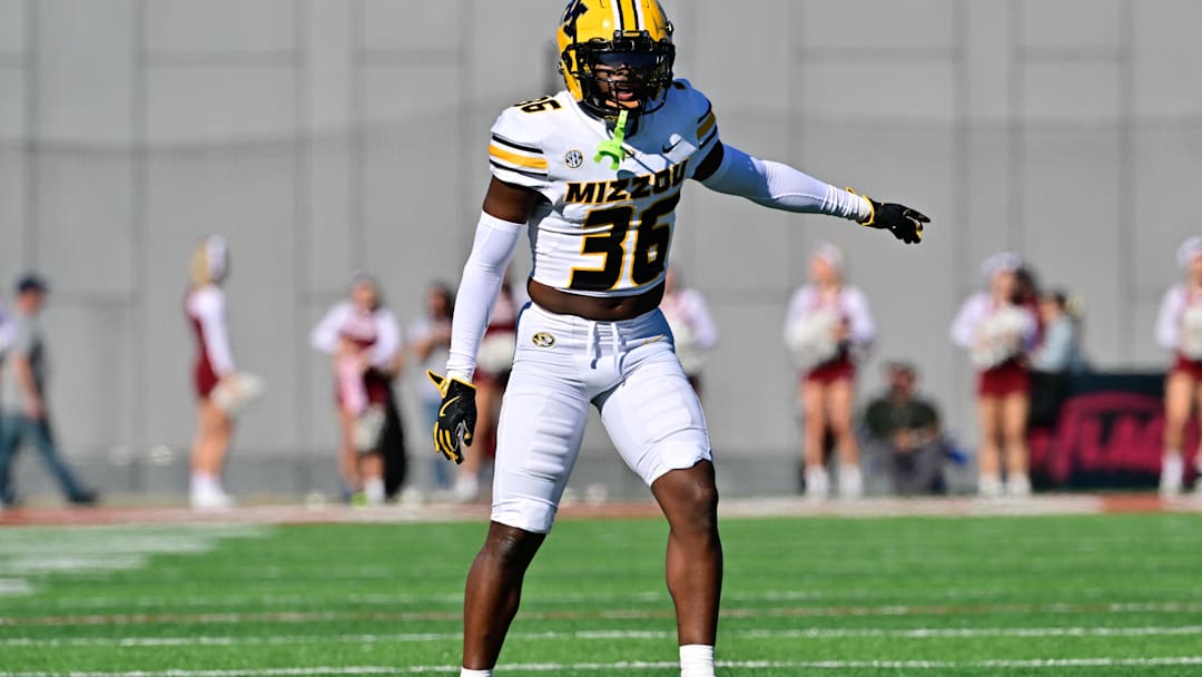 Missouri Tigers safety Caleb Flagg (36) lines up, in a game against the Massachusetts Minutemen last season.
