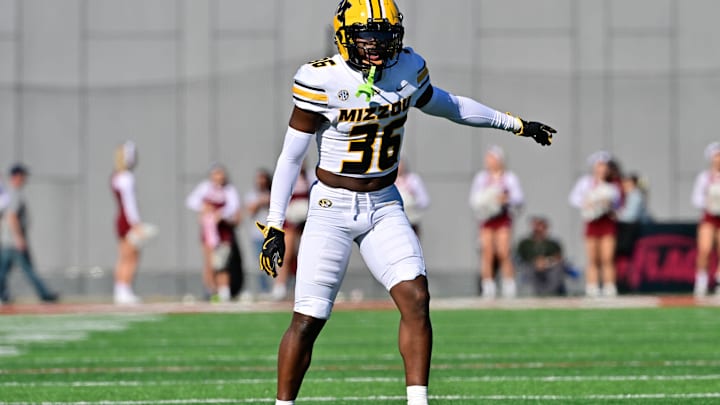 Missouri Tigers safety Caleb Flagg (36) lines up, in a game against the Massachusetts Minutemen last season.