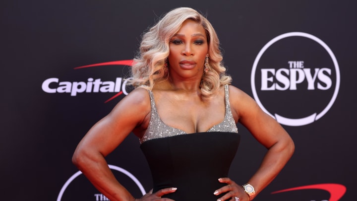 Jul 11, 2024; Los Angeles, CA, USA;  Former tennis star Serena Williams arrives on the red carpet before hosting the 2024 ESPYS at Dolby Theatre. 