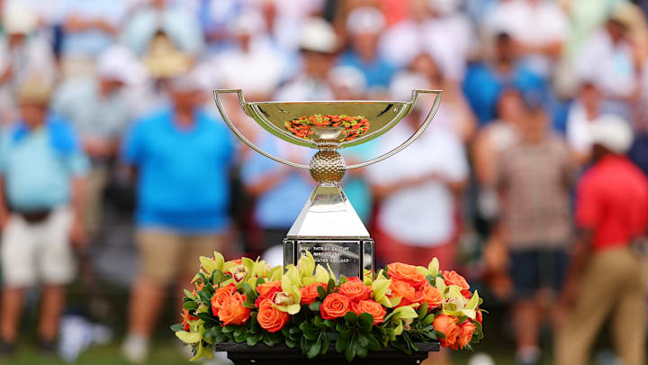 A general view of the FedEx Cup trophy at the 2024 PGA Tour Championship at East Lake Golf Club