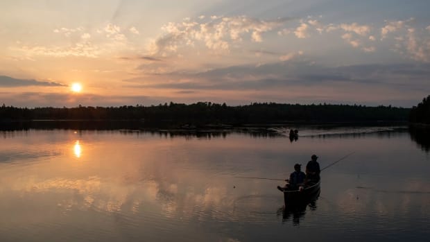 Two fisherman in the Boundary Waters Canoe Area.