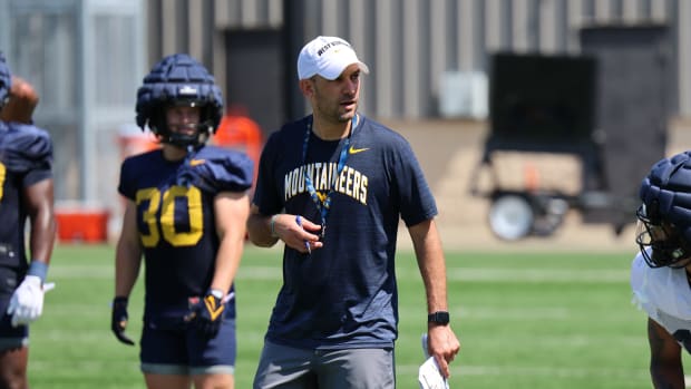 West Virginia University special teams coordinator and inside linebackers coach Jeff Koonz.