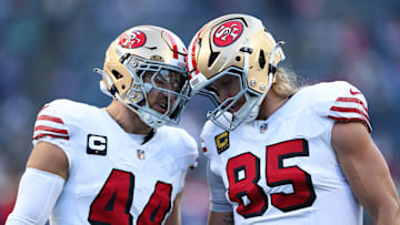 San Francisco 49ers fullback Kyle Juszczyk (L) and tight end George Kittle (R)