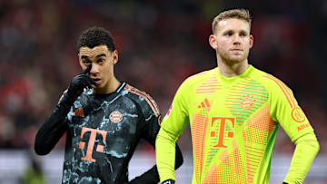 Dejected Jamal Musiala and Daniel Peretz after Bayern Munich suffered defeat against Mainz on Saturday.