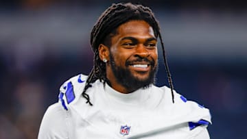 Aug 22, 2025; Arlington, Texas, USA; Dallas Cowboys cornerback Trevon Diggs (7) prior to the game against the Atlanta Falcons at AT&T Stadium. Mandatory Credit: Andrew Dieb-Imagn Images