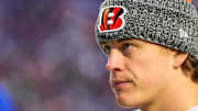 Cincinnati Bengals quarterback Joe Burrow (9) heads for the locker room after the fourth quarter of the NFL Week 14 game between the Buffalo Bills and the Cincinnati Bengals at Highmark Stadium in Orchard Park, N.Y., on Sunday, Dec. 7, 2025. The Bills overcame a halftime deficit to win 39-34.