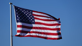 Jul 4, 2025; Commerce City, Colorado, USA; General view of the United States of America flag at Dick's Sporting Goods Park before the match between the Sporting Kansas City against the Colorado Rapids. Mandatory Credit: Ron Chenoy-Imagn Images