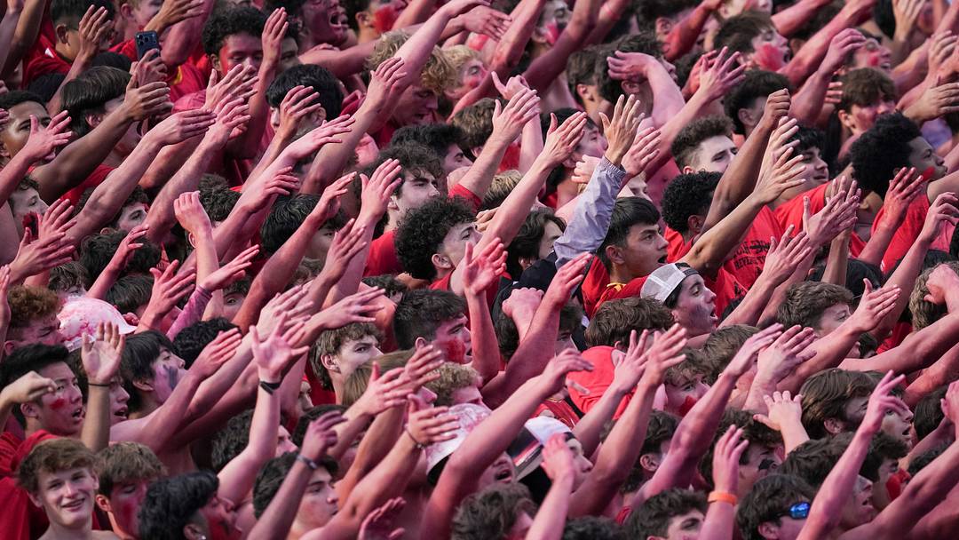 Bergen Catholic’s student section cheers during the Crusaders’ 34-30 comeback victory over Don Bosco Prep on Oct. 3, 2026, in Oradell, New Jersey. Bergen Catholic’s student section cheers during the Crusaders’ 34-30 comeback victory over Don Bosco Prep on Oct. 3, 2026, in Oradell, New Jersey.