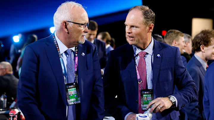 Buffalo Sabres head coach Lindy Ruff and general manager Kevyn Adams