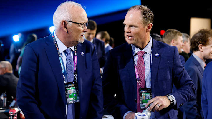 Buffalo Sabres head coach Lindy Ruff and general manager Kevyn Adams