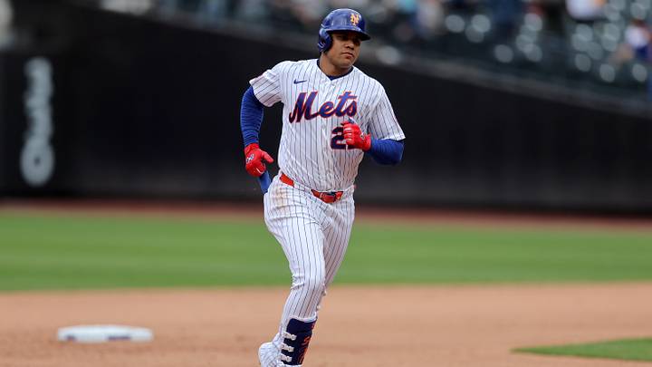 May 14, 2026; New York City, New York, USA; New York Mets designated hitter Juan Soto (22) rounds the bases after hitting a solo home run against the Detroit Tigers during the seventh inning at Citi Field. Mandatory Credit: Brad Penner-Imagn Images