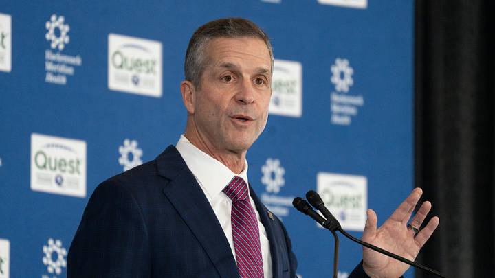 New Giants Head Coach John Harbaugh speaks during a press conference