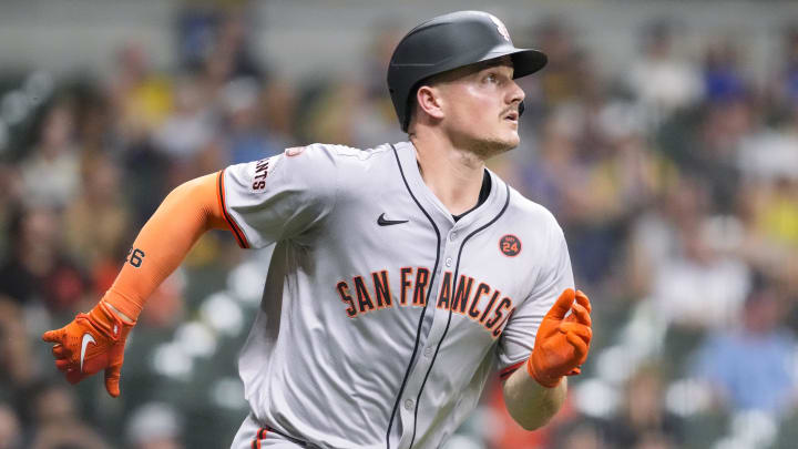 Aug 27, 2024; Milwaukee, Wisconsin, USA;  San Francisco Giants third baseman Matt Chapman (26) rounds the bases after hitting a home run during the fourth inning against the Milwaukee Brewers at American Family Field.