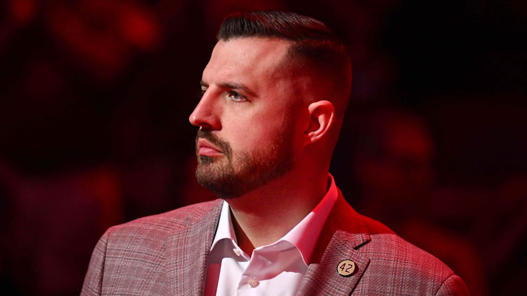 Mar 7, 2026; Tallahassee, Florida, USA; Florida State Seminoles head coach Luke Loucks before the game against the Southern Methodist Mustangs at Donald L. Tucker Center. Mandatory Credit: Melina Myers-Imagn Images