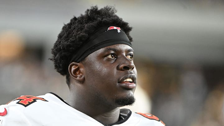 Aug 16, 2025; Pittsburgh, Pennsylvania, USA; Tampa Bay Buccaneers defensive tackle Calijah Kancey (94) watches the action against the Pittsburgh Steelers during the second half at Acrisure Stadium. Mandatory Credit: Barry Reeger-Imagn Images Aug 16, 2025; Pittsburgh, Pennsylvania, USA; Tampa Bay Buccaneers defensive tackle Calijah Kancey (94) watches the action against the Pittsburgh Steelers during the second half at Acrisure Stadium. Mandatory Credit: Barry Reeger-Imagn Images