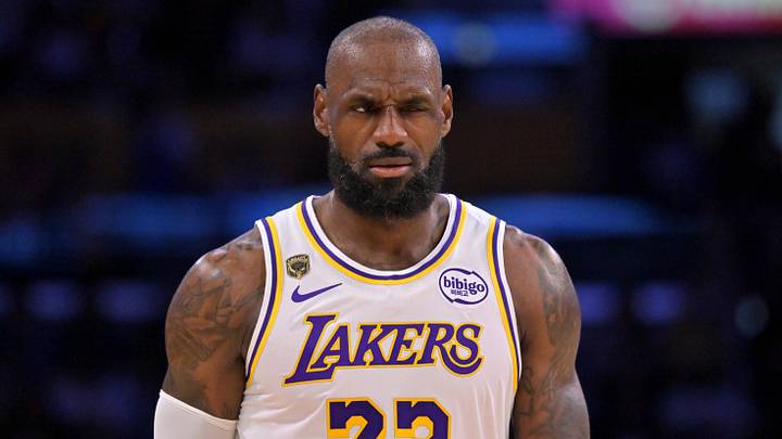 May 9, 2026; Los Angeles, California, USA; Los Angeles Lakers forward LeBron James (23) reacts after a foul in game three of the second round of the 2026 NBA Playoffs against the Oklahoma City Thunder at Crypto.com Arena. Mandatory Credit: Jayne Kamin-Oncea-Imagn Images