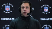 Feb 27, 2024; Indianapolis, IN, USA; Kansas City Chiefs general manager Brett Veach on the SiriusXM radio set at the NFL Scouting Combine at Indiana Convention Center. Mandatory Credit: Kirby Lee-USA TODAY Sports