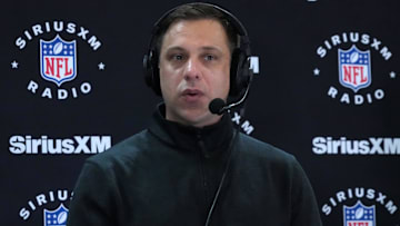 Kansas City Chiefs general manager Brett Veach on the SiriusXM radio set at the NFL Scouting Combine at Indiana Convention Center.