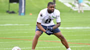 Jun 9, 2025; Foxborough, MA, USA; New England Patriots wide receiver Kayshon Boutte (9) warms up during minicamp at Gillette Stadium. Mandatory Credit: Eric Canha-Imagn Images