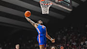 Florida guard Alijah Martin goes up to the hoop against Alabama. The Gators’ win propelled them to the one-seed line.