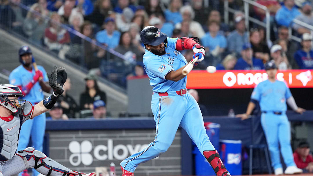 Vladimir Guerrero Jr. is one of the three options to steal top 10 AL MVP votes from Ben Rice. Mandatory Credit: Nick Turchiaro-Imagn Images