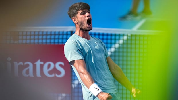 Carlos Alcaraz celebrates