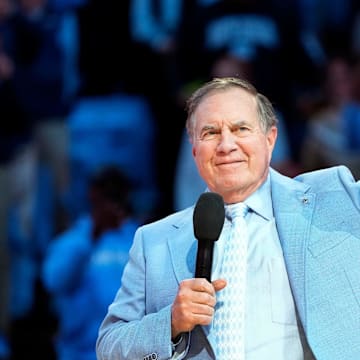 North Carolina Tar Heels head football coach Bill Belichick during halftime at Dean E. Smith Center.