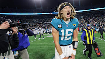Jan 14, 2023; Jacksonville, Florida, USA; Jacksonville Jaguars quarterback Trevor Lawrence (16)