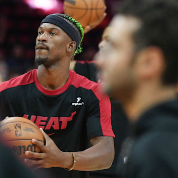 Jimmy Butler before the Heat's 128–115 loss to the Pacers on Jan. 2, 2025.