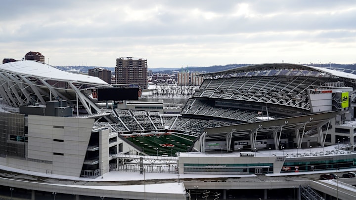 A view of Paycor Stadium, Wednesday, Jan. 8, 2025, in Downtown Cincinnati. A view of Paycor Stadium, Wednesday, Jan. 8, 2025, in Downtown Cincinnati.