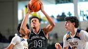 Dynamic Prep guard Ryan Hampton (14) drives to the basket during the second quarter of the City of Palms Classic signature series championship game against the Bullis Bulldogs at Suncoast Credit Union Arena in Fort Myers, Fla., on Sunday, Dec. 22, 2024.