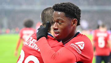 Juve's summer signings Edon Zhegrova, left, and Jonathan David played for LOSC Lille against Juventus in last year's Champions League