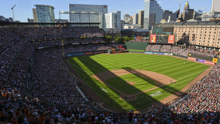 Jun 15, 2024; Baltimore, Maryland, USA;  A general view of  Oriole Park at Camden Yards during the seventh inning of a game between the Baltimore Orioles and the Philadelphia Phillies . Mandatory Credit: Tommy Gilligan-USA TODAY Sports