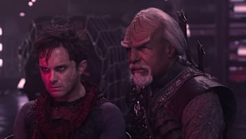 Michael Dorn as Worf and Thomas Dekker as Titus in "Seventeen Seconds" Episode 303, Star Trek: Picard on Paramount+. Photo Credit: Trae Patton/Paramount+. ©2021 Viacom, International Inc. All Rights Reserved.