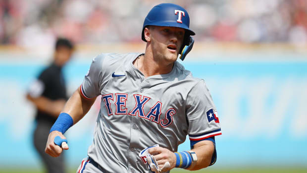 Designated hitter Josh Jung had one of the Rangers four hits in Sunday's 4-2 loss to the Guardians.