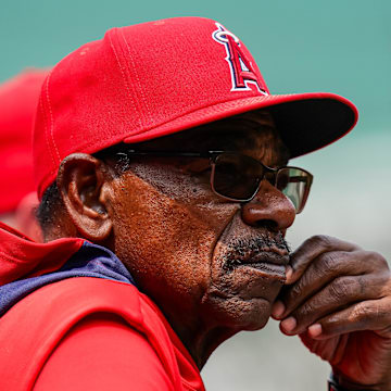 Ron Washington watches a game against the Red Sox.