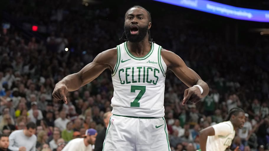 Boston Celtics guard Jaylen Brown on Mar 26, 2025. | Rick Scuteri-Imagn Images
