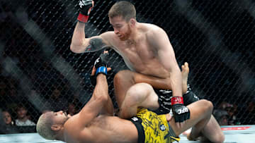 Cory Sandhagen fights with Deiveson Figueiredo during UFC Fight Night at Wells Fargo Arena.