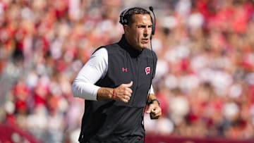 Oct 5, 2024; Madison, Wisconsin, USA;  Wisconsin Badgers head coach Luke Fickell during the game against the Purdue Boilermakers at Camp Randall Stadium. Mandatory Credit: Jeff Hanisch-Imagn Images