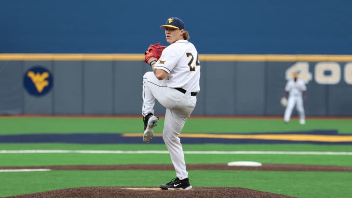 West Virginia starting pitcher Aidan Major. 