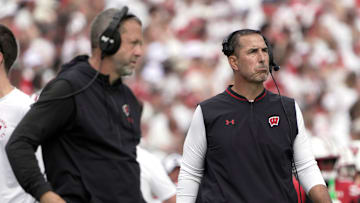 Wisconsin Badgers head coach Luke Fickell is shown during the second quarter of their game against Maryland Saturday, September 20, 2025 at Camp Randall Stadium in Madison, Wisconsin.