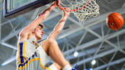 Montverde Academy's Trent Sisley dunks at Suncoast Credit Union Arena in Fort Myers, Fla.
