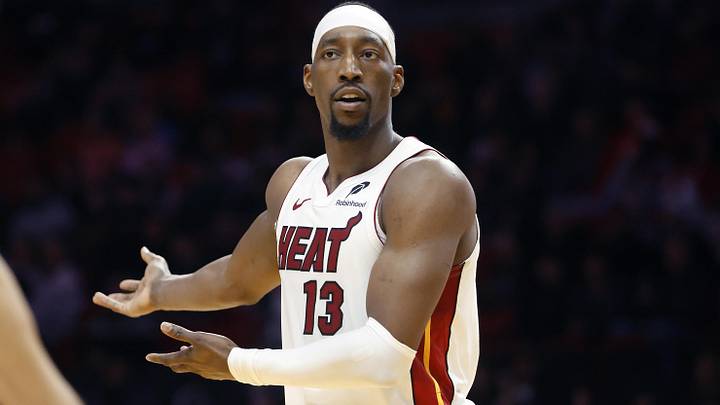 Miami Heat center Bam Adebayo (13) reacts (Mandatory Credit: Rhona Wise-Imagn Images)