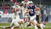 Kansas State quarterback Avery Johnson (2) scrambles against Rutgers during second half of the Rate Bowl at Chase Field on Dec. 26, 2024, in Phoenix.