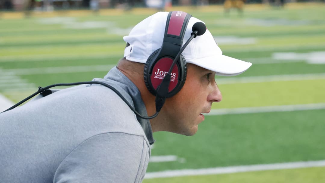 Sep 17, 2022; Boone, North Carolina, USA; Troy Trojans head coach Jon Sumrall watches the action during the second half against the Appalachian State Mountaineers at Kidd Brewer Stadium.