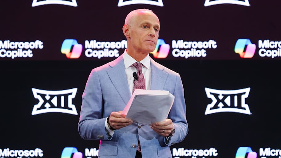 Big 12 Commissioner Brett Yormark addresses the media during the 2025 Big 12 Football Media Days.